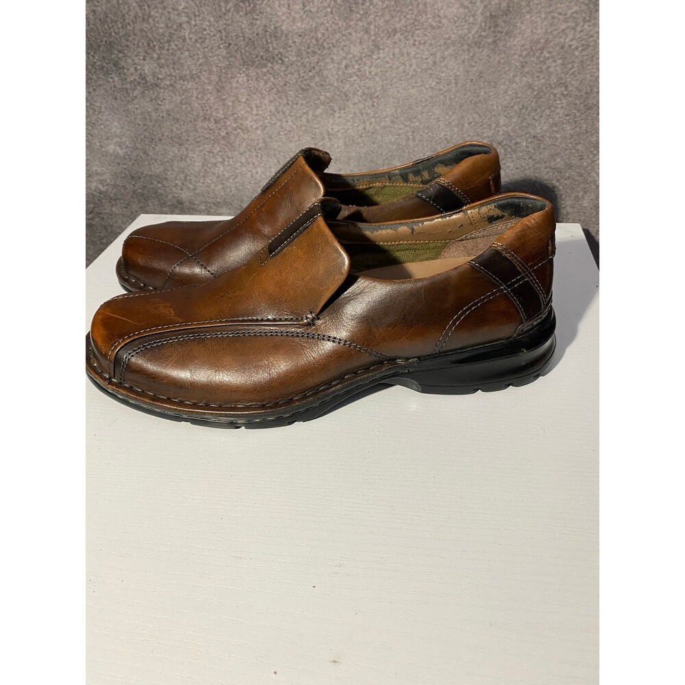 Clarks Men's Brown Leather Slip On Loafer Shoes Size 11 M - Comfort Casual - Picture 3 of 8